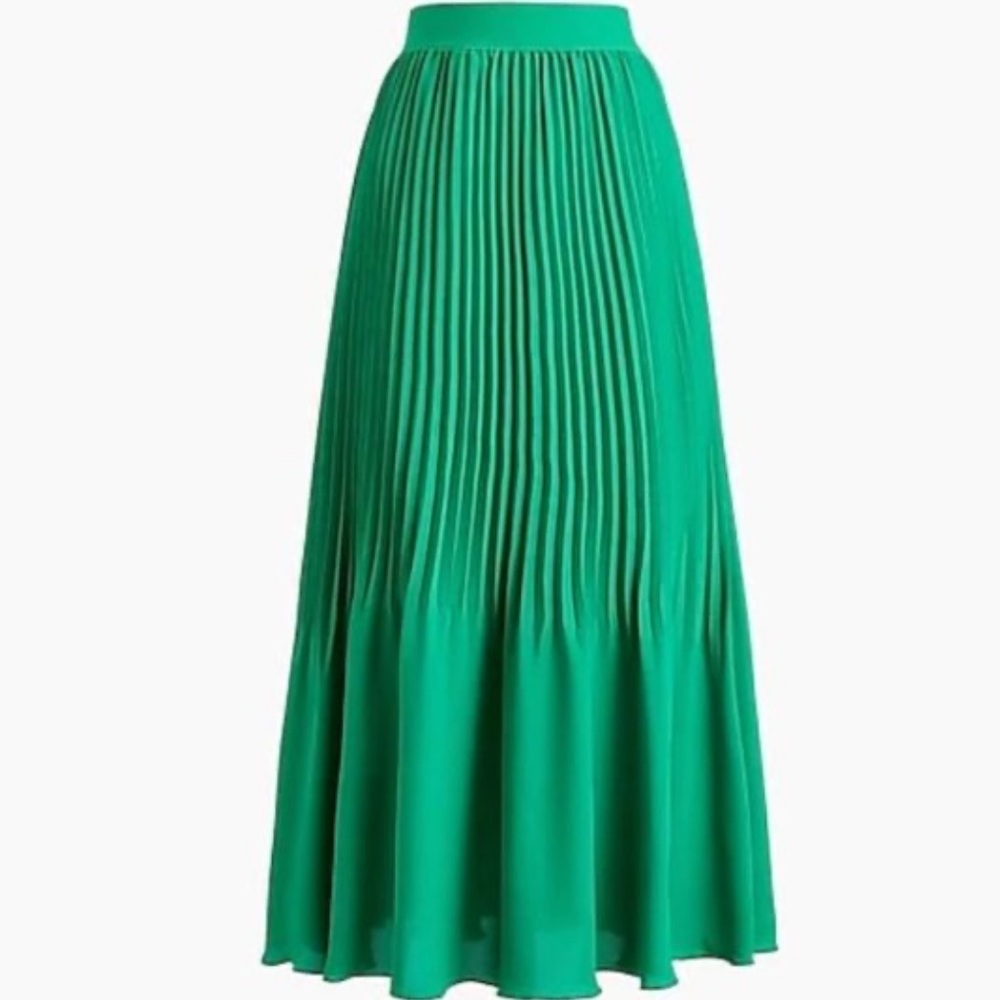 J. Crew Factory green pleated midi skirt size 4